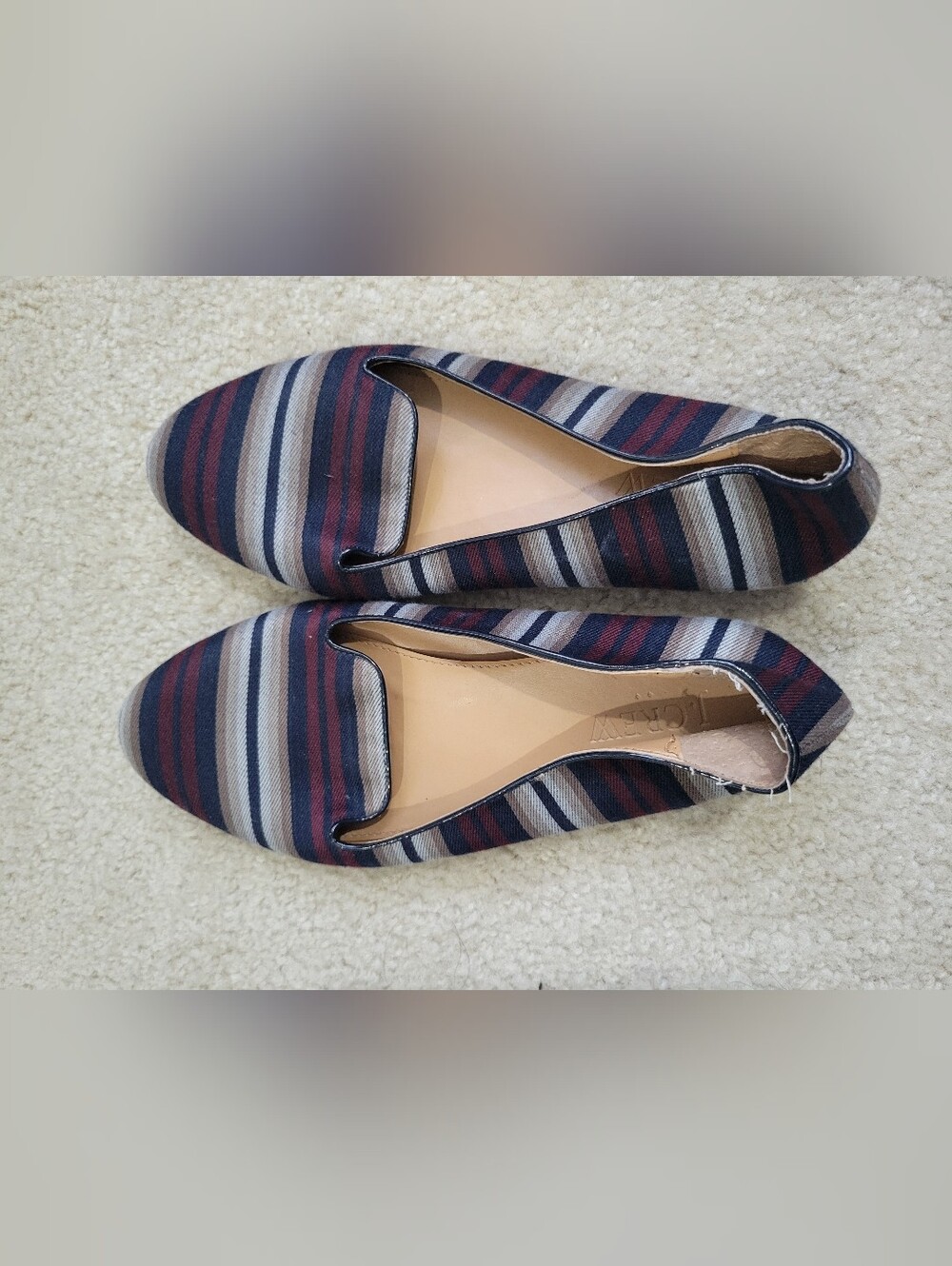 J Crew Cora Striped Venetian Loafer Slip On Flat Shoes 7.5 Preppy Collegiate